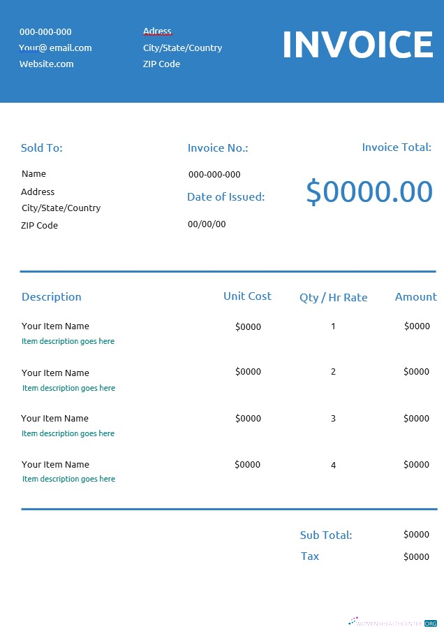 Download Generic Commercial Invoice Template Photoshop template